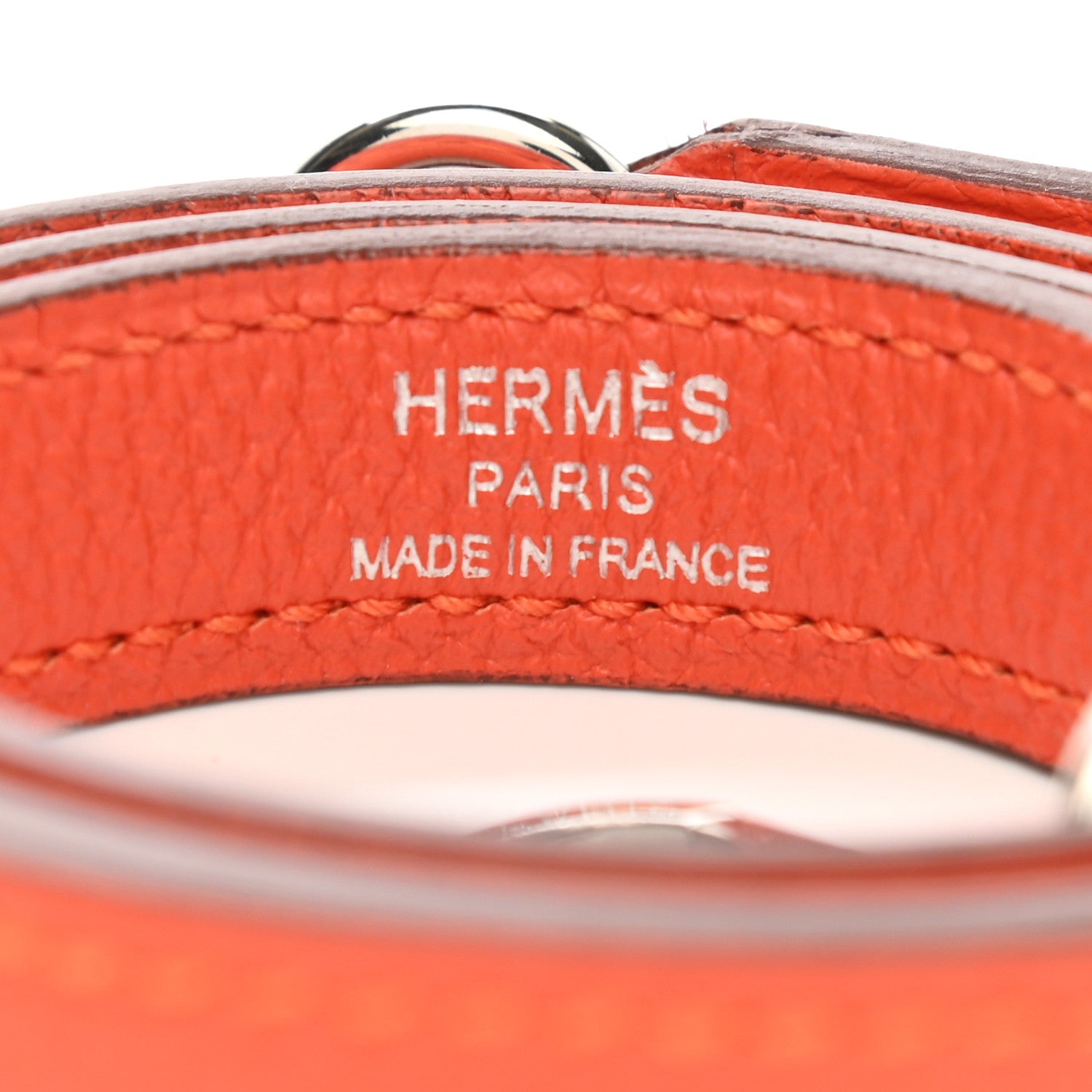 Hermes Taurillon Clemence Kelly Shoulder Strap Orange Poppy 3 of 4
