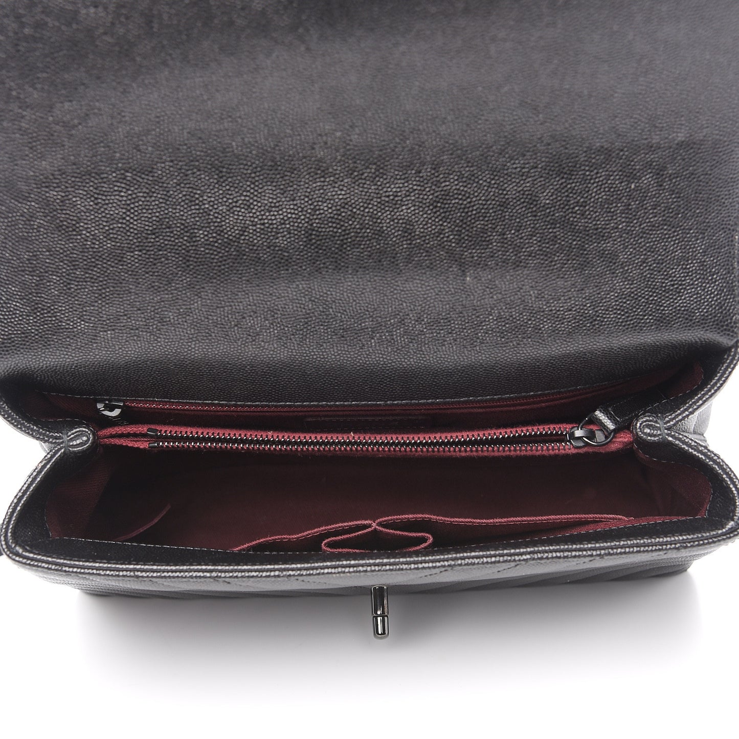 Caviar Chevron Quilted Small Coco Handle Flap So Black
