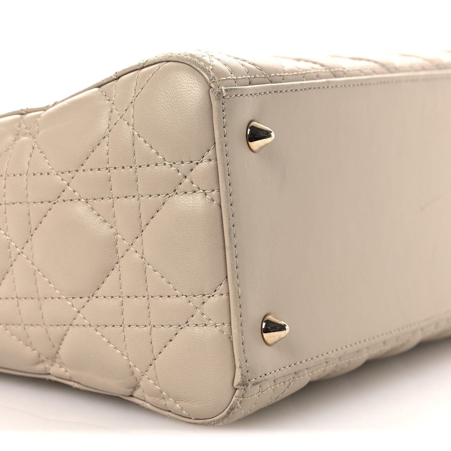 Christian Dior Lambskin Cannage Medium Lady Dior Beige 9 of 13