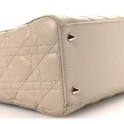 Christian Dior Lambskin Cannage Medium Lady Dior Beige 9 of 13