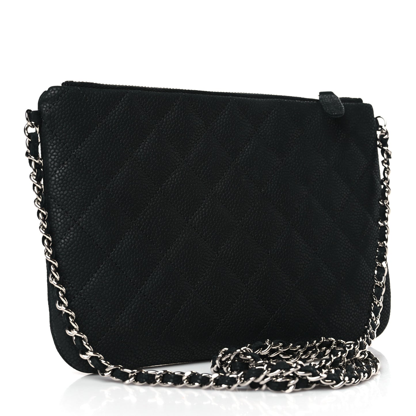 Iridescent Caviar Quilted Daily Zip Crossbody Bag Black