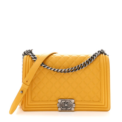 Chanel Lambskin Quilted New Medium Boy Flap Yellow 1 of 10