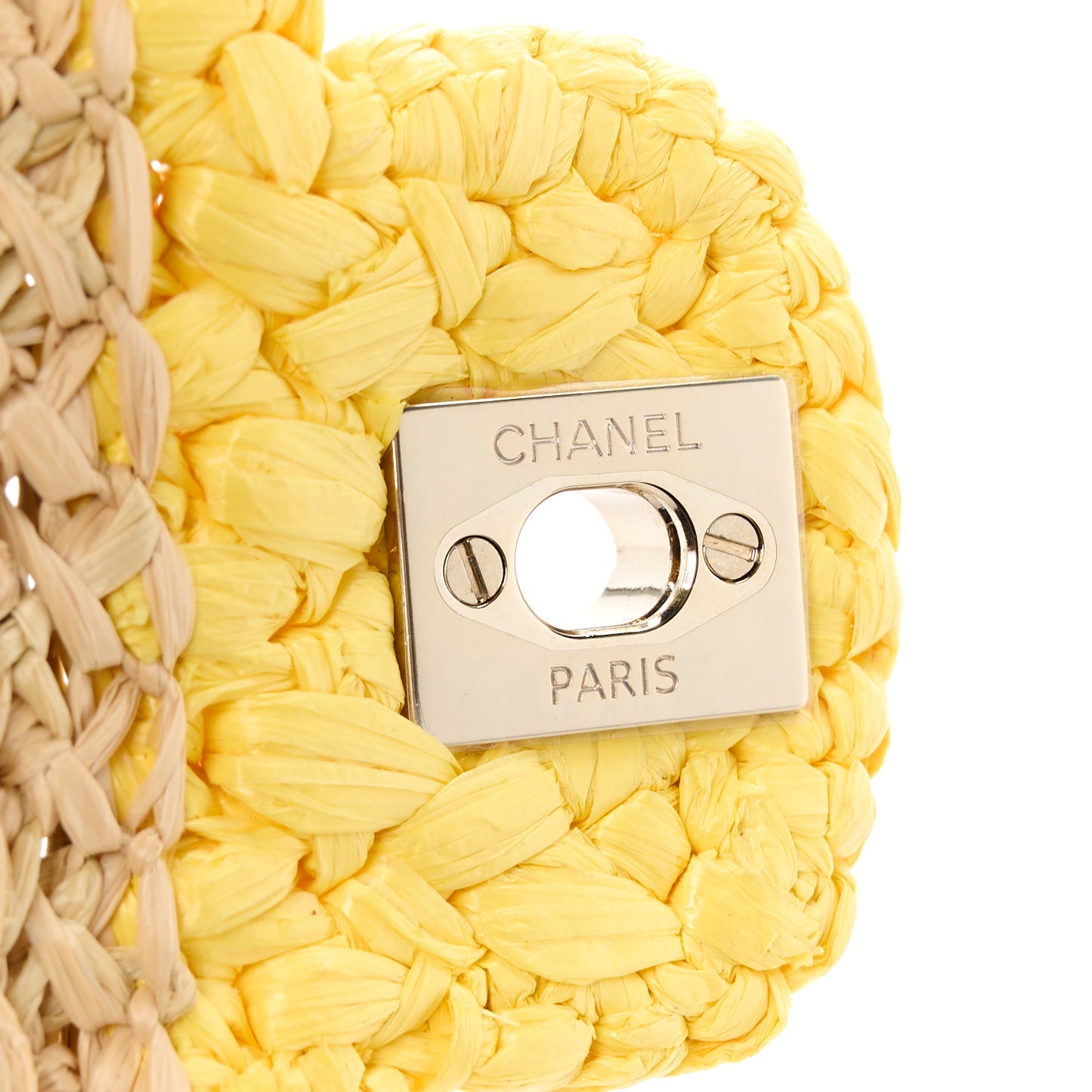 Raffia Chain Venice Beach Mini Flap Bag Beige Yellow