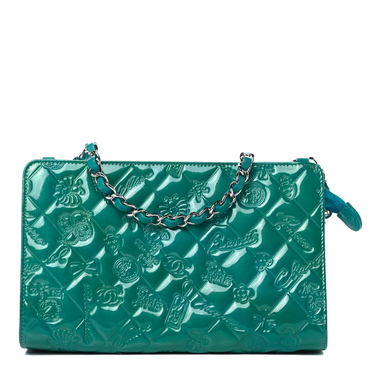 Chanel Patent Calfskin Lucky Symbols Pochette Turquoise 1 of 10
