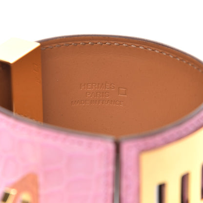 Hermes Matte Alligator Collier De Chien CDC Bracelet T1 5P Pink 4 of 7