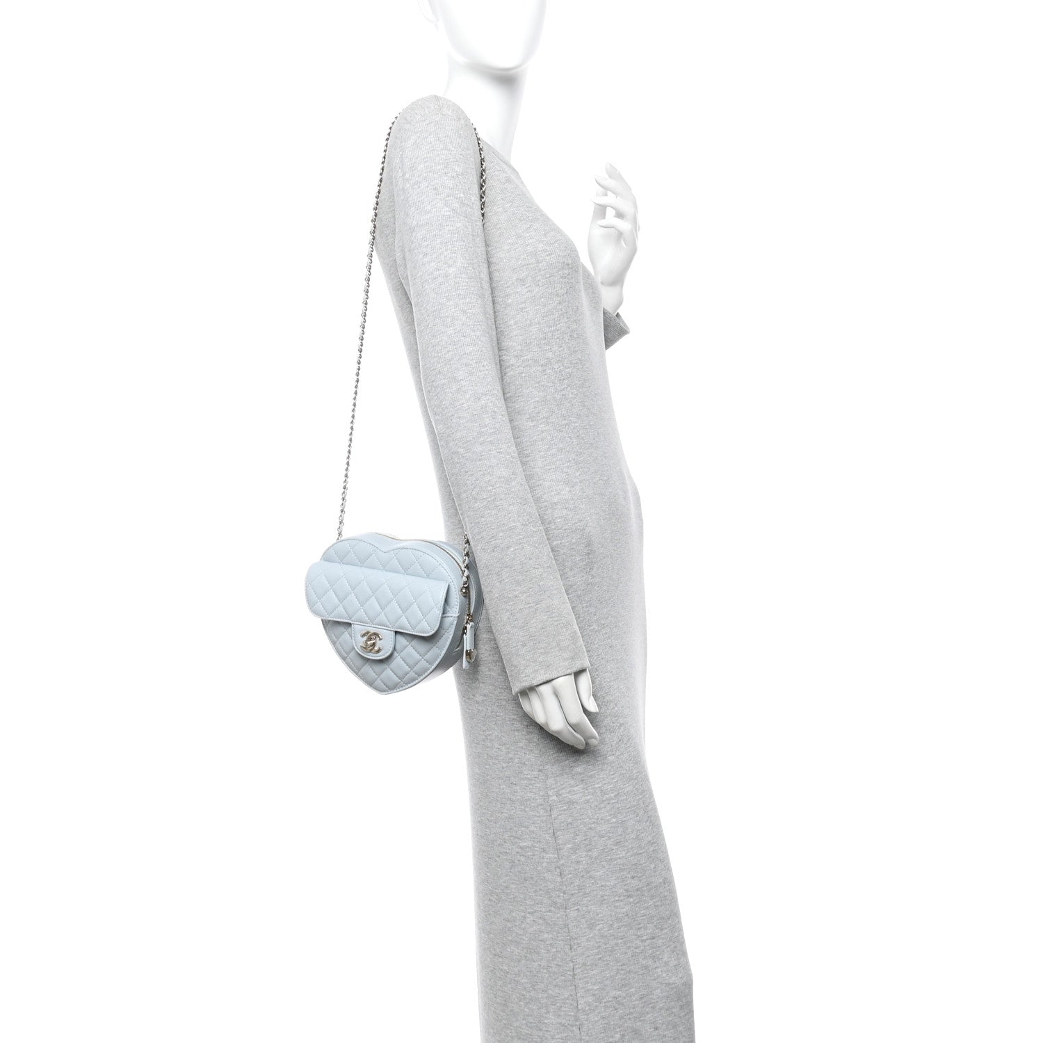 Chanel Lambskin Quilted Large CC In Love Heart Bag Light Blue 2 of 11