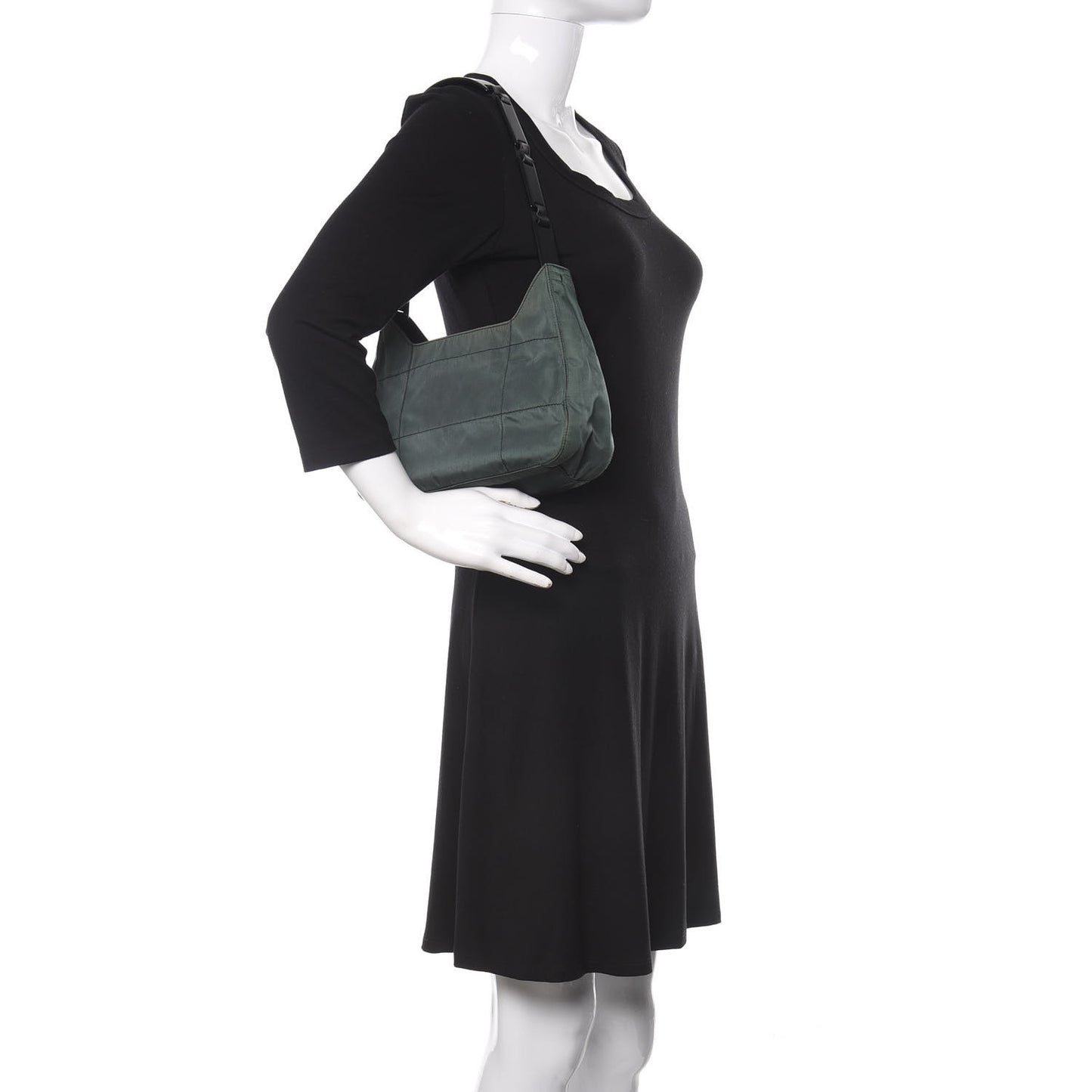 Nylon Quilted Shoulder Bag Dark Green