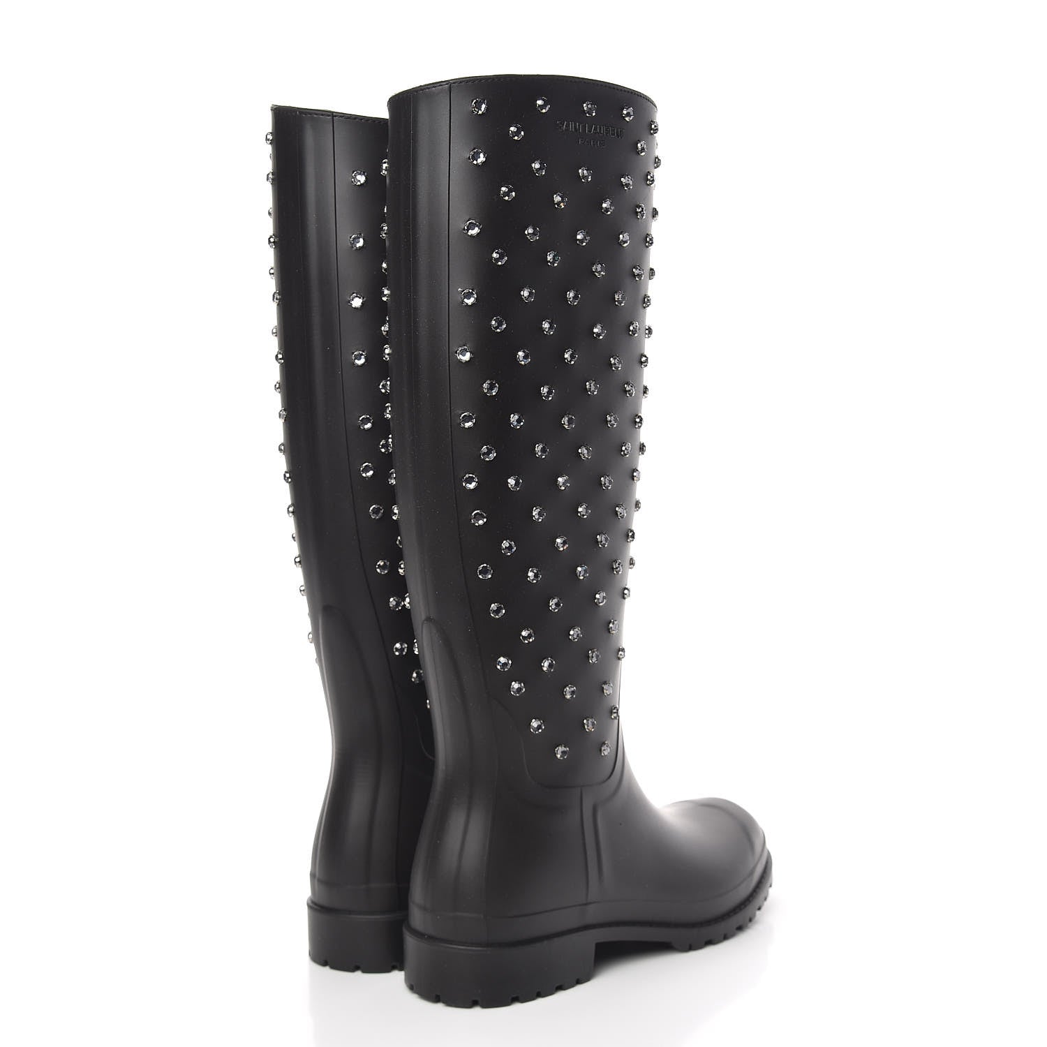 Saint Laurent Rubber Crystal Rain Boots 36 Black 4 of 8