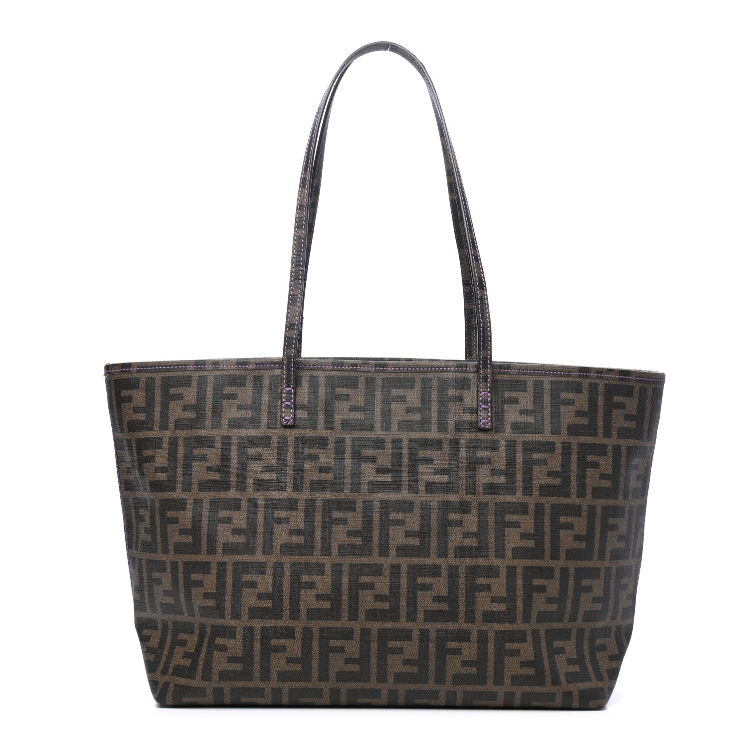 Fendi Zucca Spalmati Small Roll Tote Tobacco Viola 1 of 7