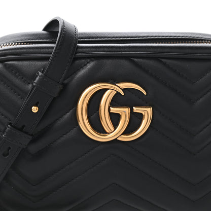 Gucci Calfskin Matelasse Small GG Marmont Chain Shoulder Bag Black 10 of 11
