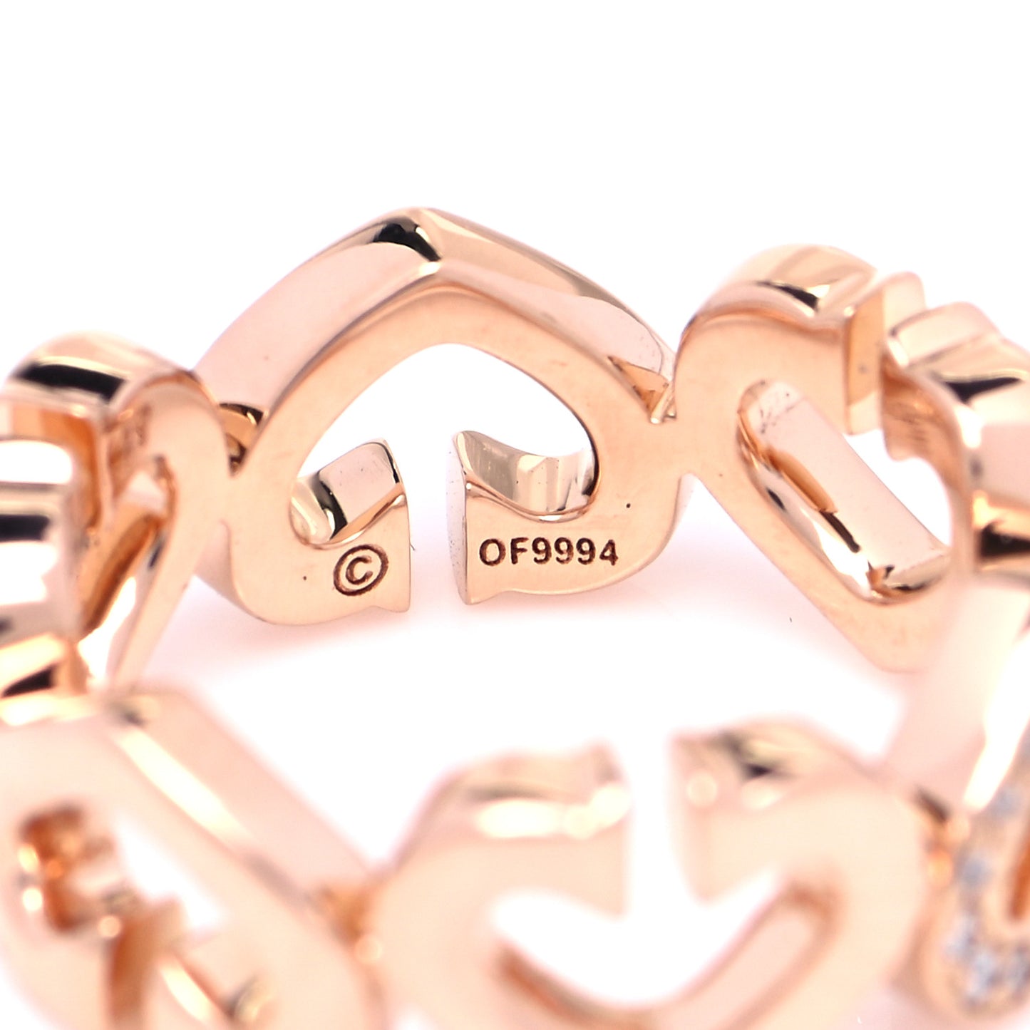 18K Pink Gold Diamond Hearts and Symbols Ring 47 4