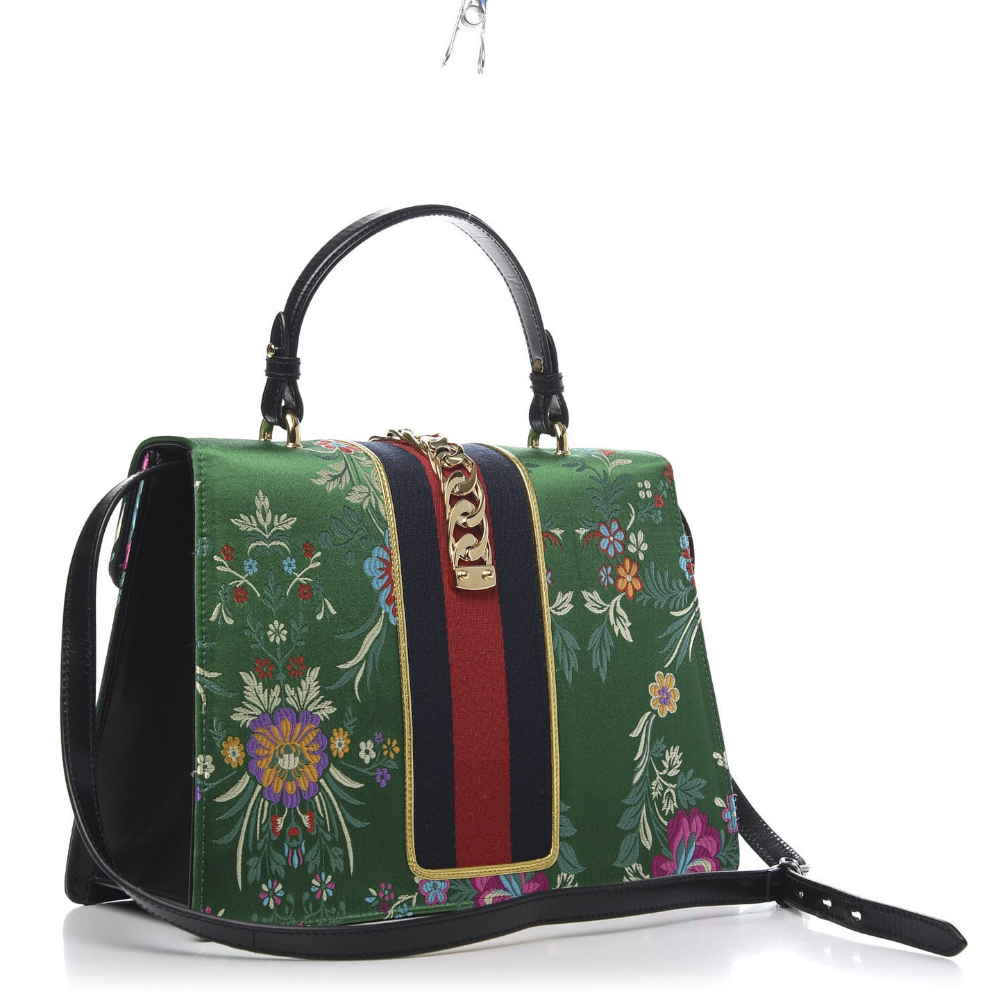 Jacquard Floral Medium Sylvie Top Handle Bag Green Multicolor Black