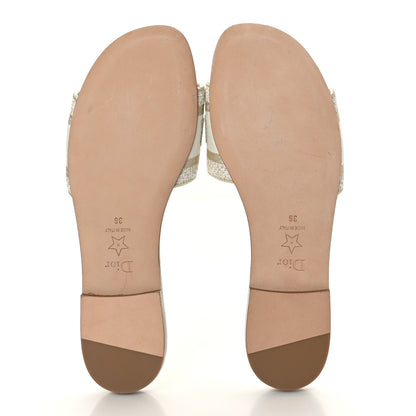 Christian Dior Canvas Lurex Jardin d'Hiver Embroidered Dway Flat Slide Sandals 36 White Palladium 5 of 8