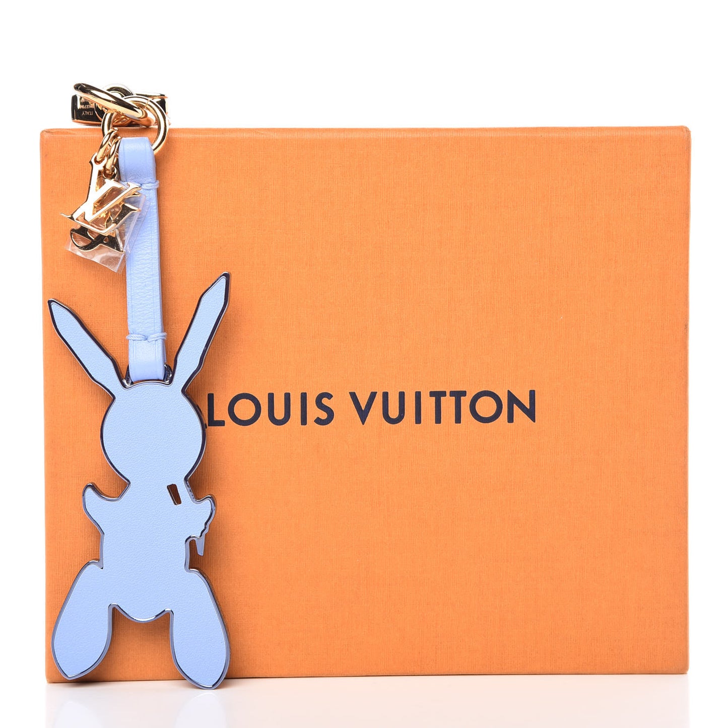 Calfskin Jeff Koons Masters LV Rabbit Bag Charm Key Ring Blue