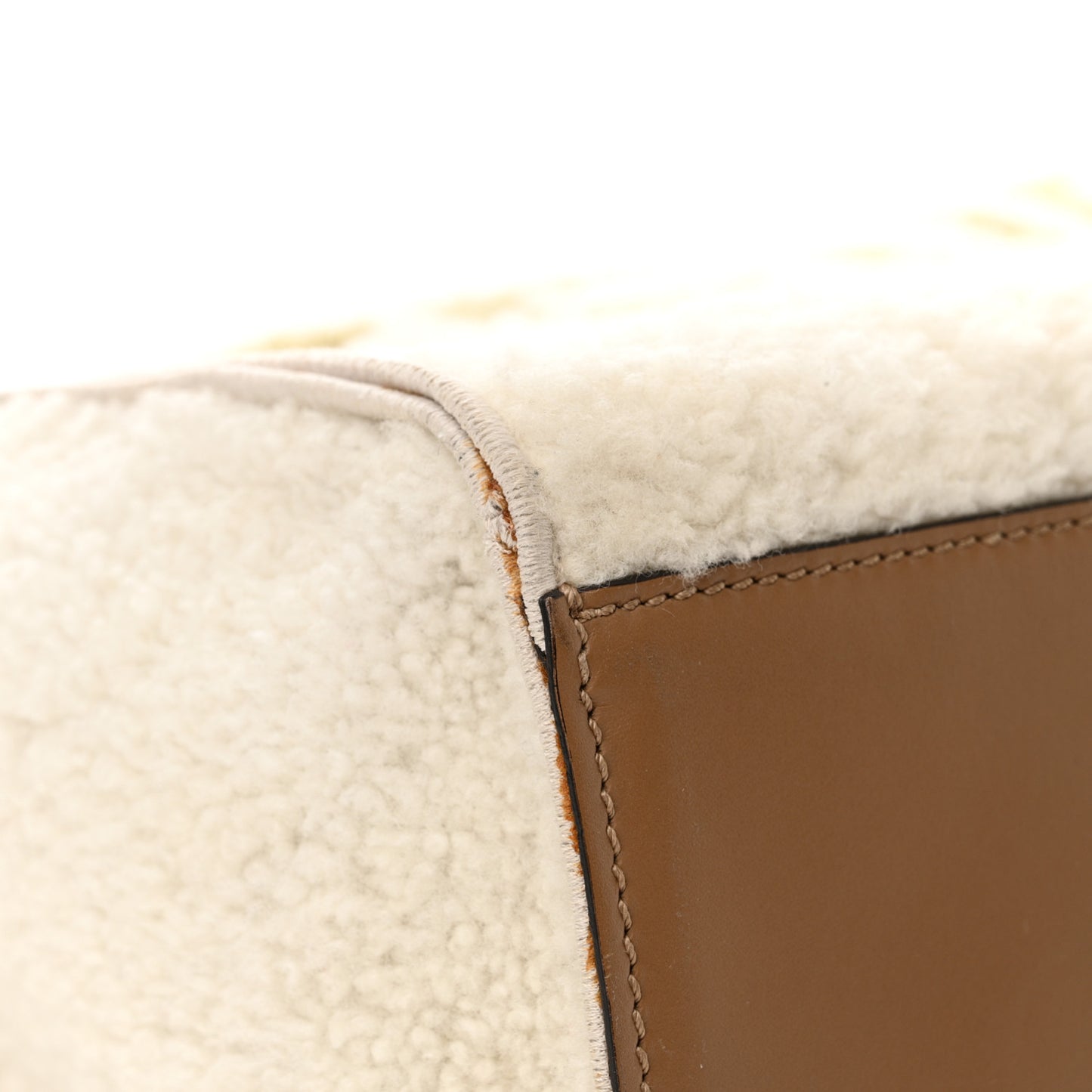 Shearling Vitello King Logo Medium Fendi Sunshine Shopper Tote White