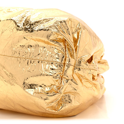 Bottega Veneta Metallic Crinkled Lambskin The Pouch Oversized Clutch Oro 10 of 10