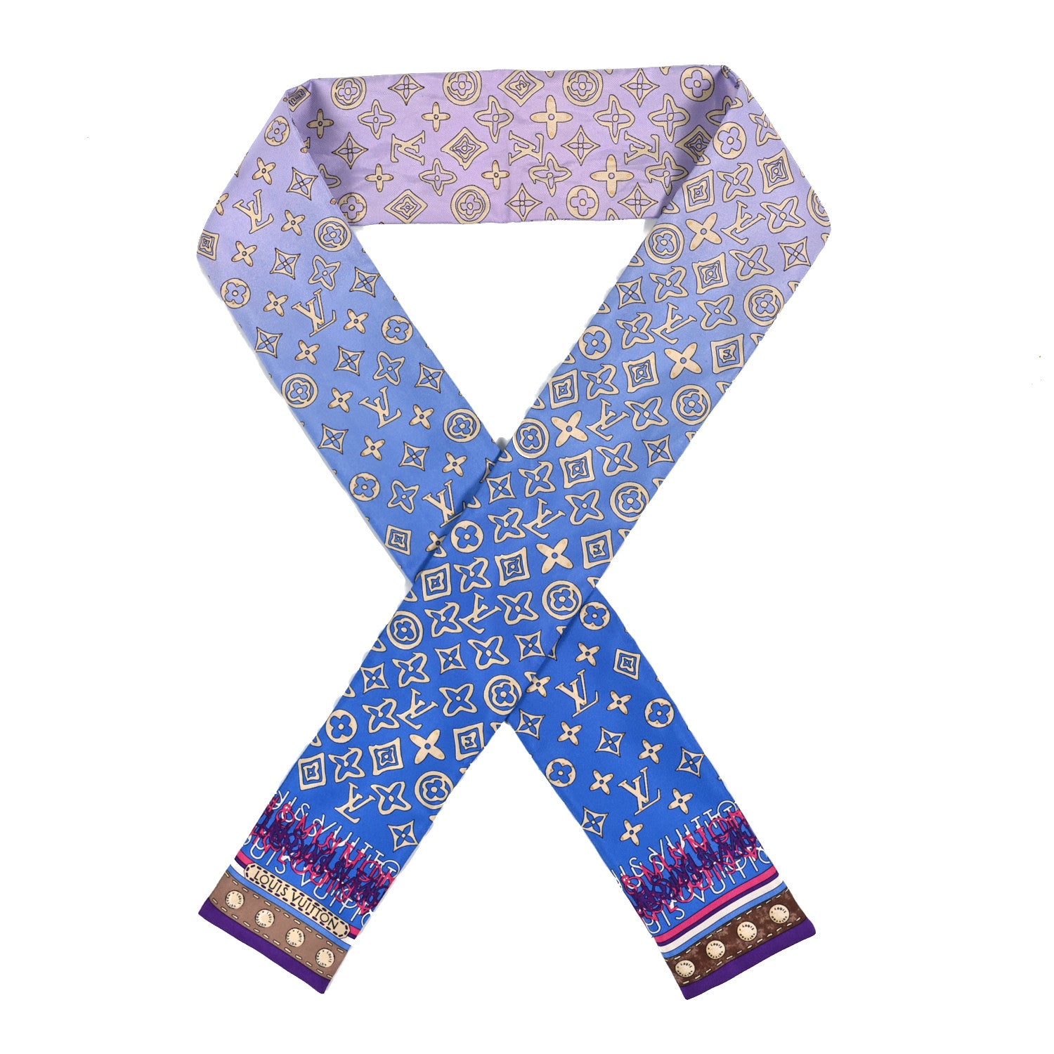 Louis Vuitton Silk Monogram Map Bandeau Blue Lagon 1 of 3