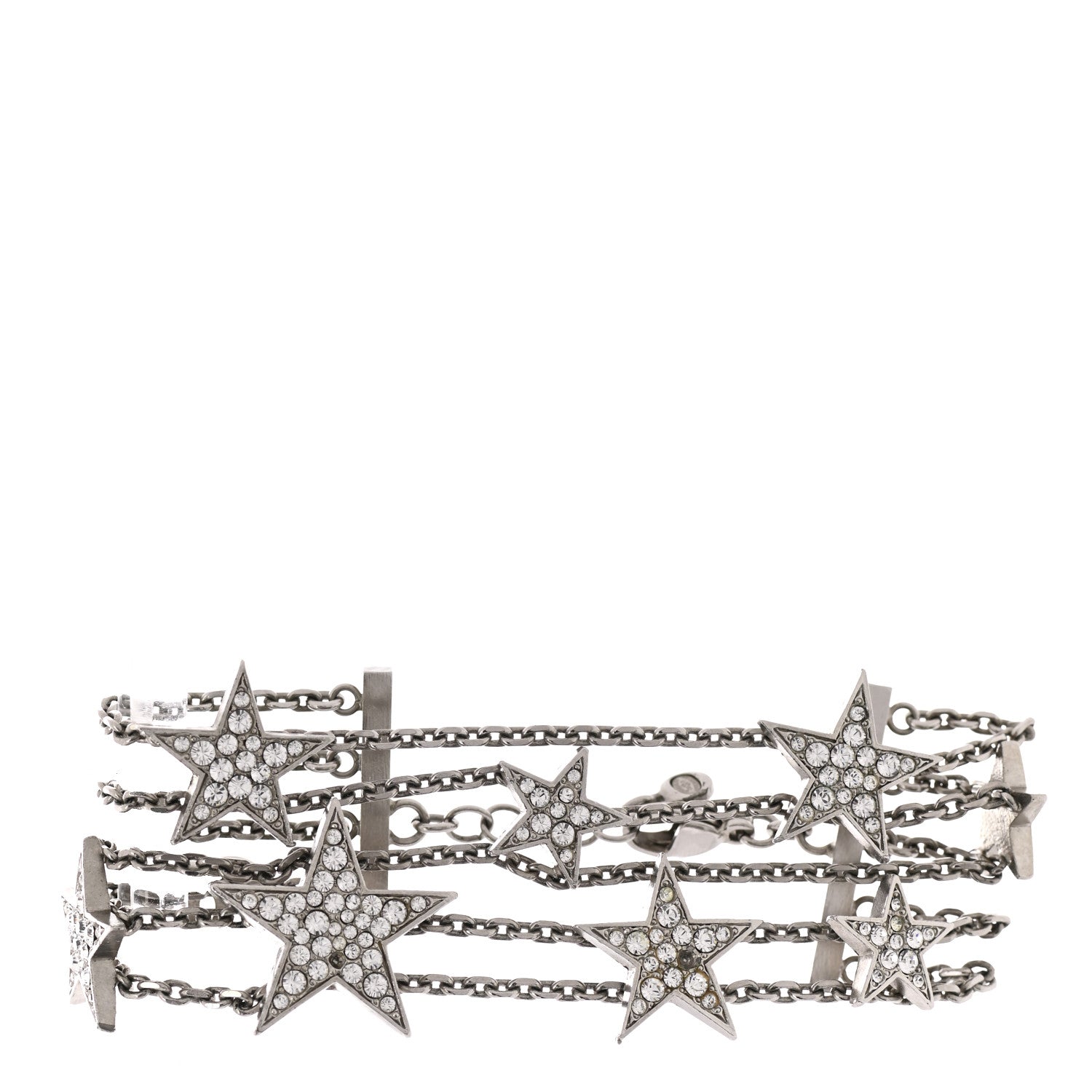 Chanel Crystal Star CC Multi Strand Bracelet Silver 1 of 8