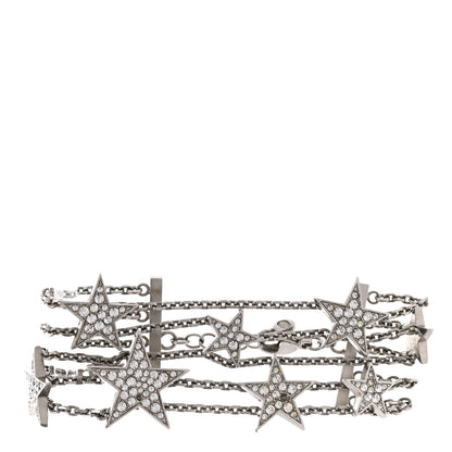 Chanel Crystal Star CC Multi Strand Bracelet Silver 1 of 8