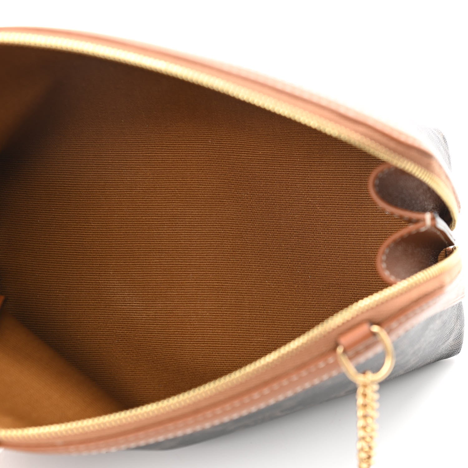 Celine Triomphe Canvas Calfskin Mini Clutch on Chain Tan 5 of 11