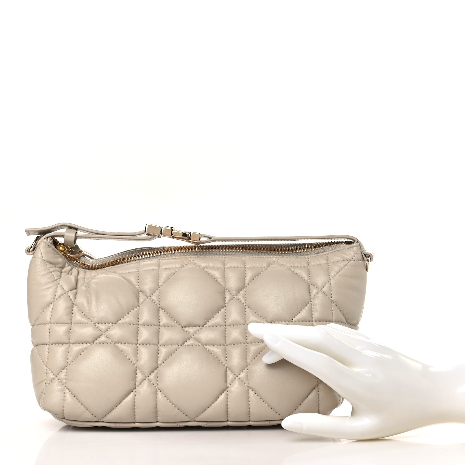 Christian Dior Calfskin Macrocannage Medium Diortravel Nomad Pouch Sand 3 of 10