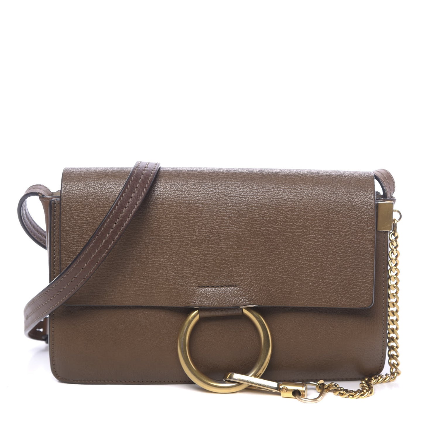Goatskin Small Faye Shoulder Bag Woody Khaki