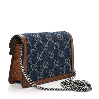 Gucci New Denim GG Monogram Dollar Calfskin Enamel Super Mini Dionysus Shoulder Bag Blue Tea Cuir Epilog Electric Blue 3 of 10