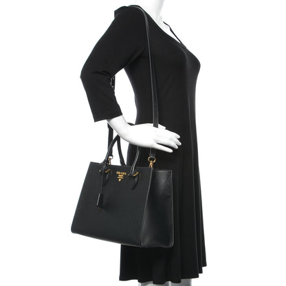Prada Saffiano Metal Top Handle Black 2 of 9
