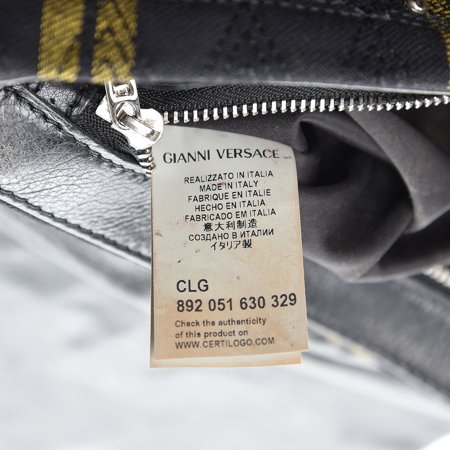 Calfskin Tartan Studded Medusa Chain Flap Bag Yellow