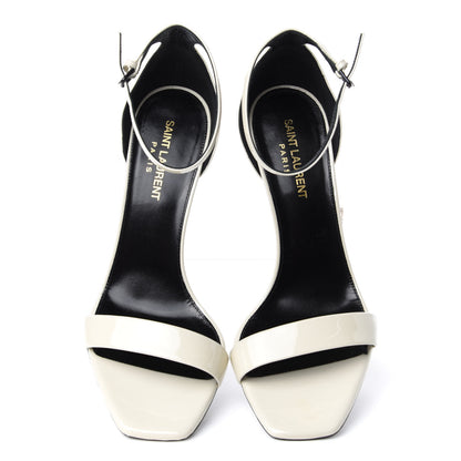 Saint Laurent Patent Calfskin Amber 85 Ankle Strap Sandals 38 Neutro 5 of 11