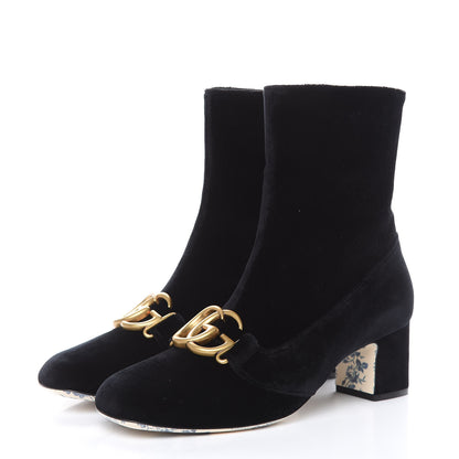 Gucci Softy Velvet Malaga Kid GG Victoire 55mm Ankle Boots 40 Black 2 of 9