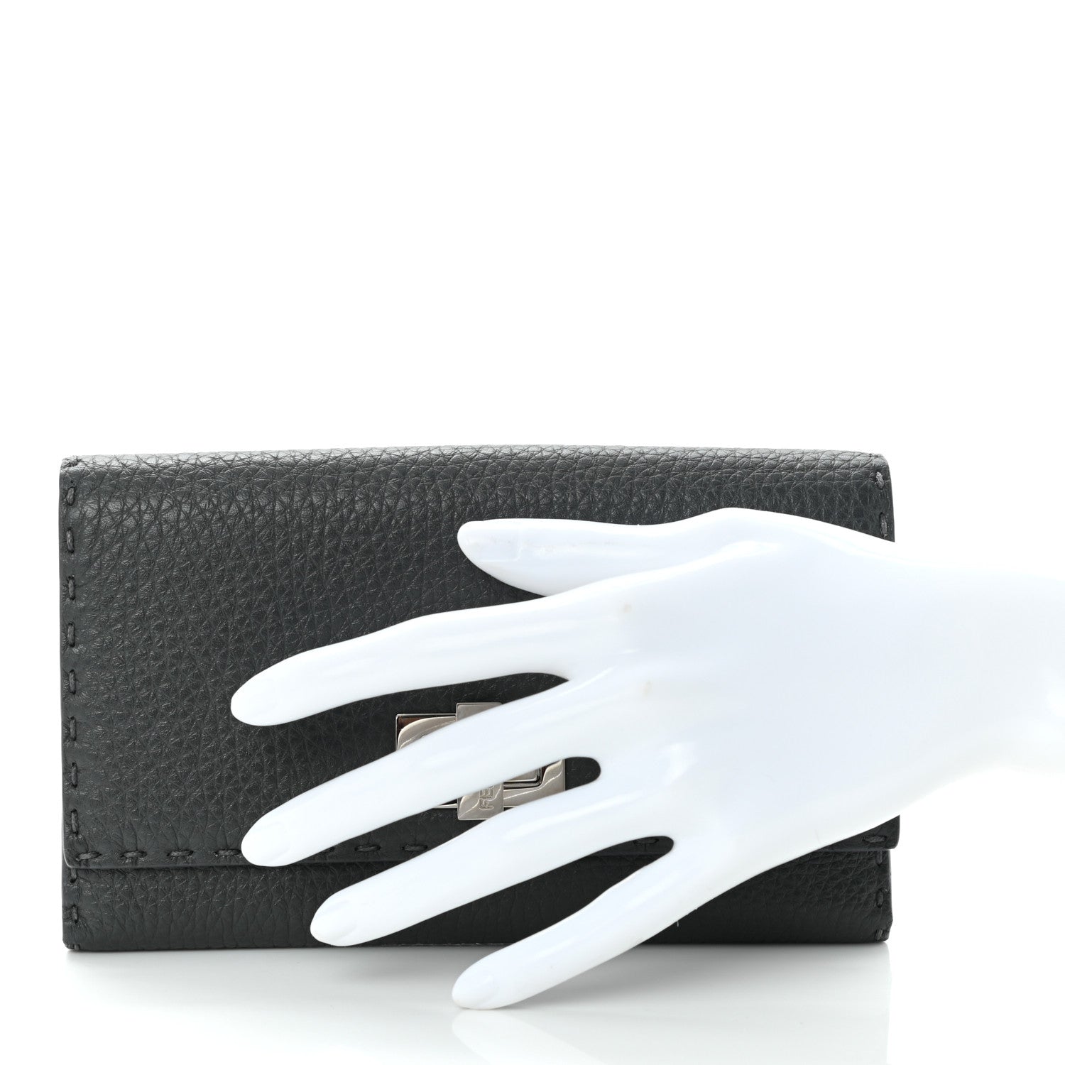 Fendi Cuoio Romano Selleria Peekaboo Continental Wallet Asfalto 2 of 10