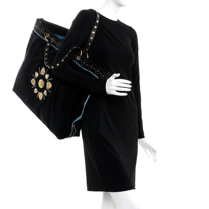 Gucci Suede Calfskin Studded Large Irina Tote Bag Black 2 of 9