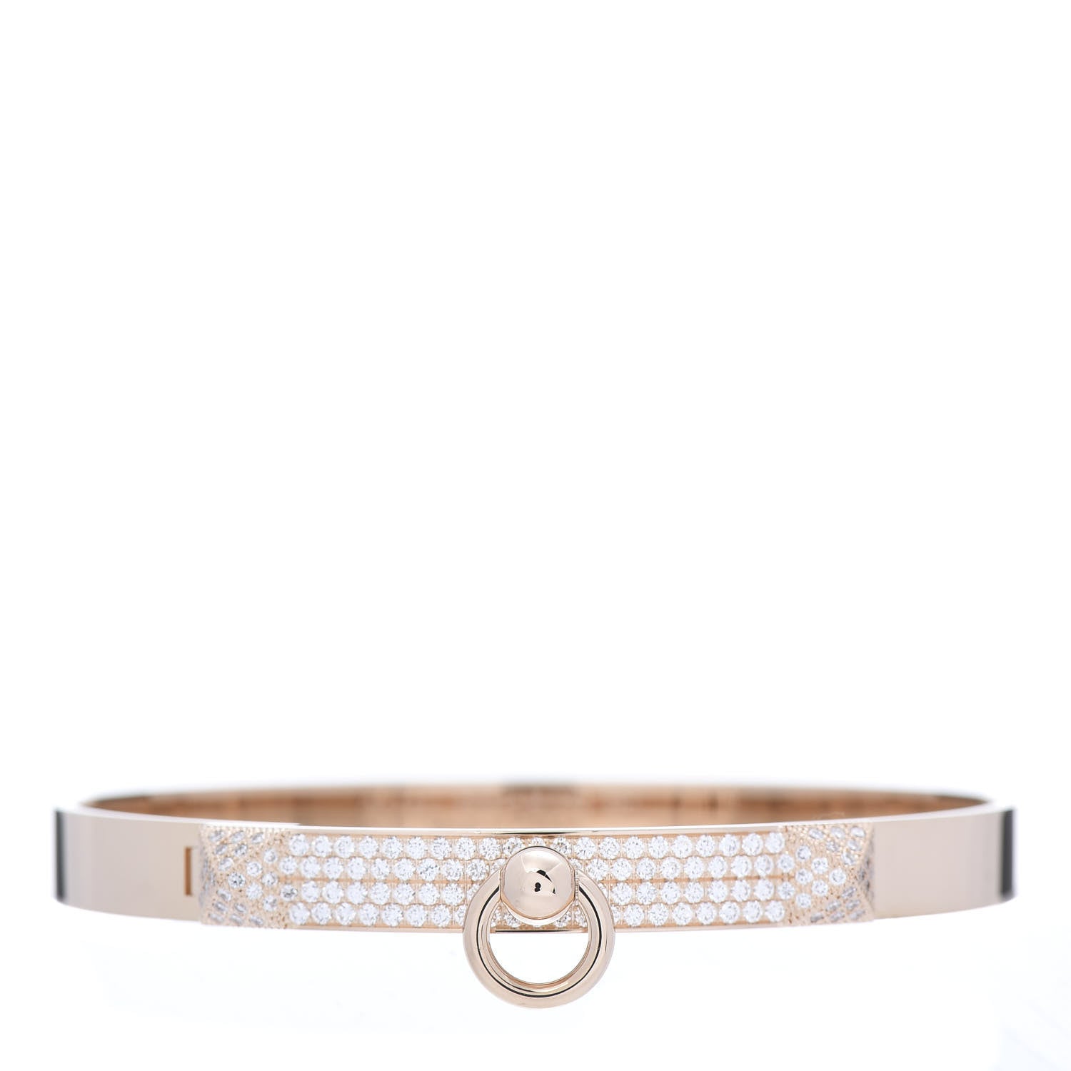 Hermes 18K Rose Gold Diamond PM Collier De Chien Pave Bracelet SH 1 of 7