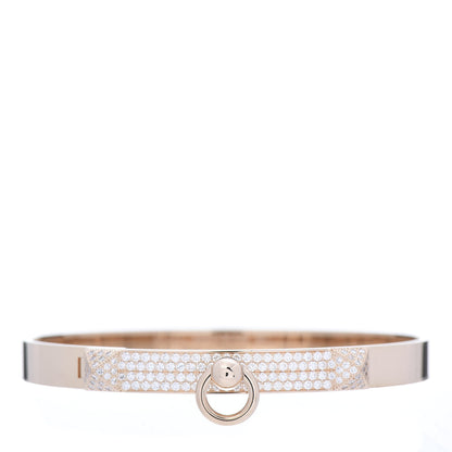 Hermes 18K Rose Gold Diamond PM Collier De Chien Pave Bracelet SH 1 of 7
