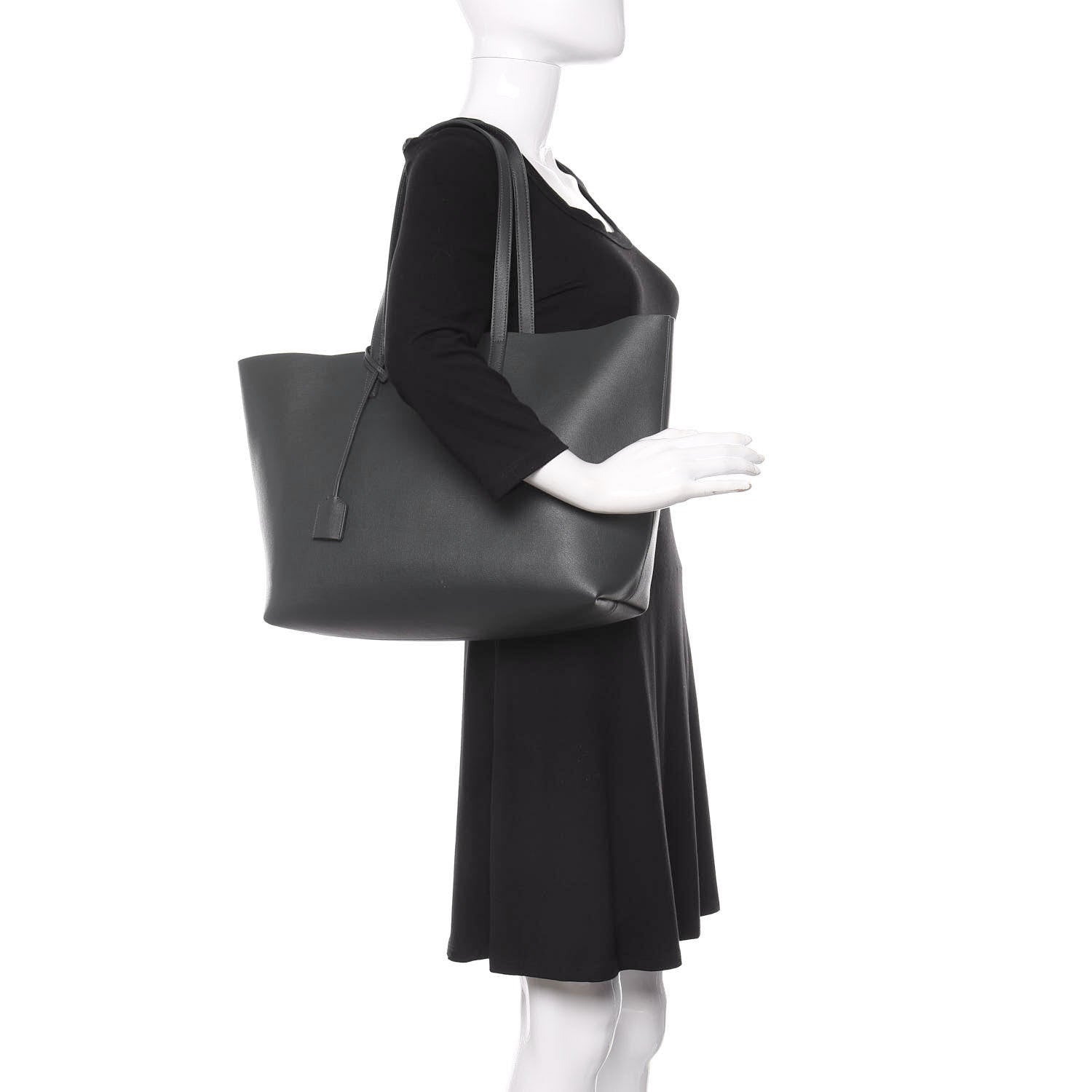 Saint Laurent Calfskin Large Shopping Tote Dark Grey 2 of 11