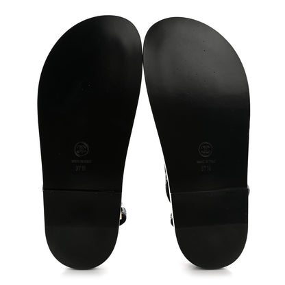 Chanel Grained Calfskin Velcro Dad Sandals 37.5 Black 6 of 10