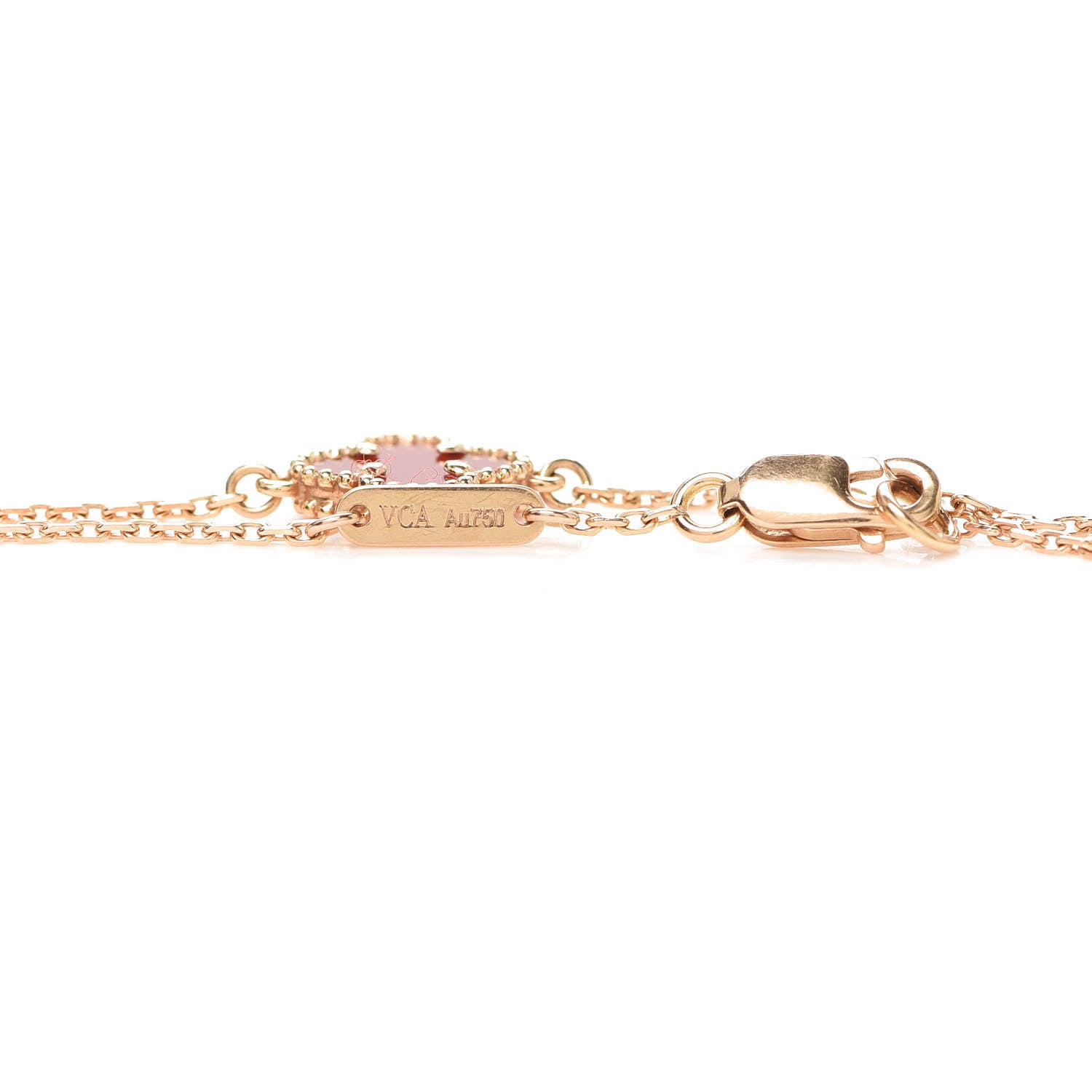 Van Cleef & Arpels 18K Rose Gold Carnelian Sweet Alhambra Bracelet 6 of 8