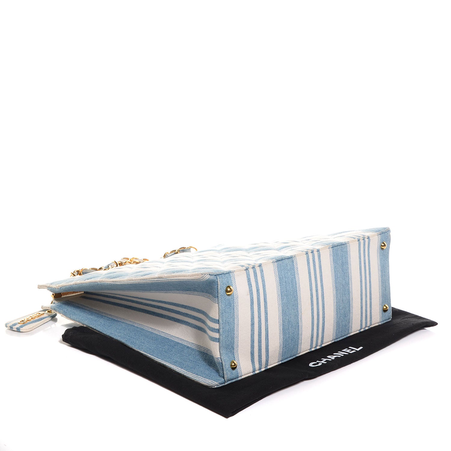 Chanel Denim Striped Shoulder Bag 4 of 8