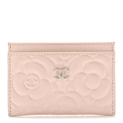 Chanel Iridescent Lambskin Camellia Embossed Card Holder Light Pink 1 of 9