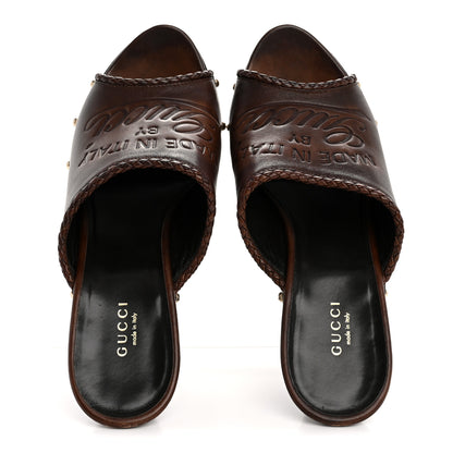 Gucci Saddle Soft Tamponato Platform Clog Slide Mules 39 Testa di Moro 2 of 10