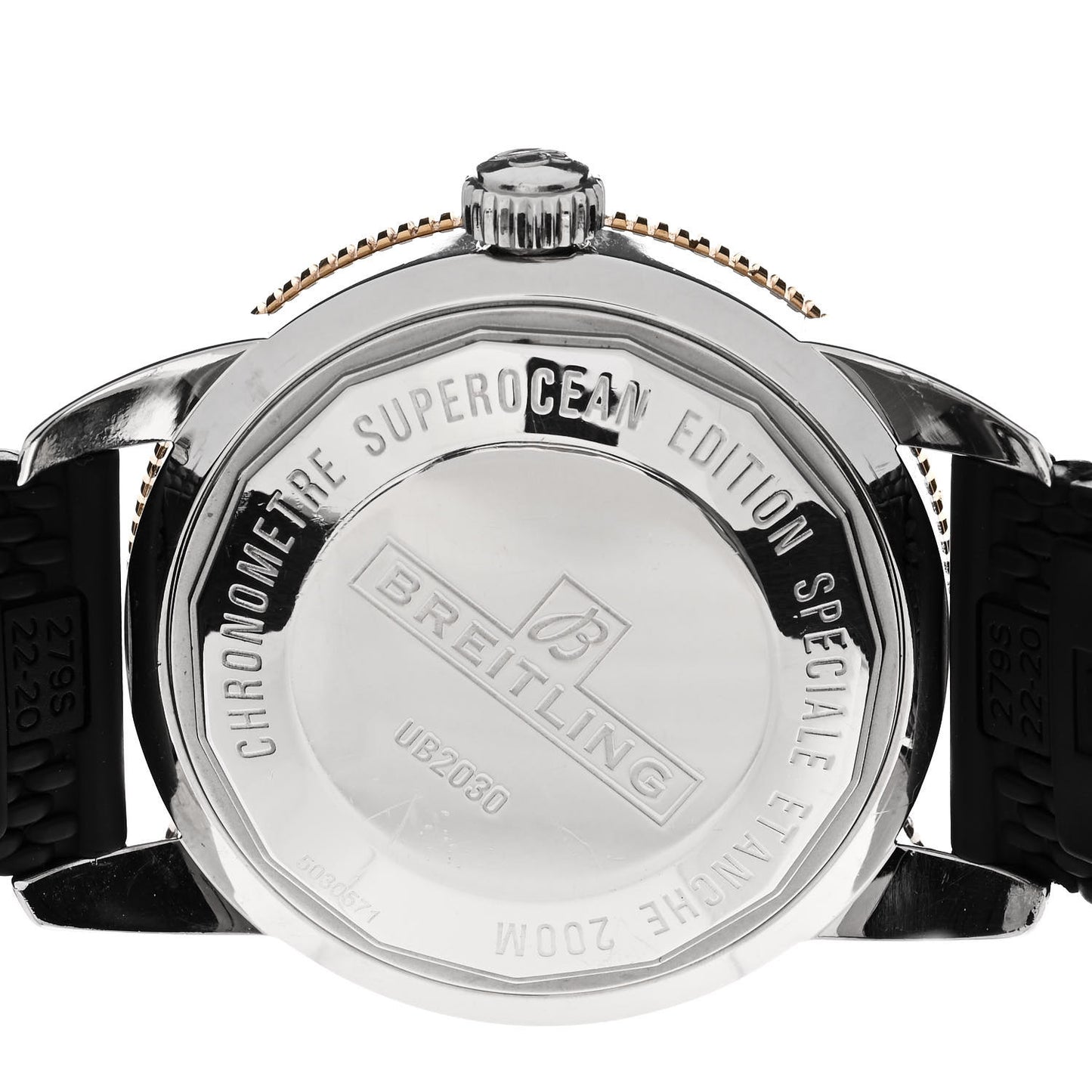 Stainless Steel 18K Rose Gold Rubber 44mm Superocean Heritage II B20 Automatic Watch Black UB2030121B1S1
