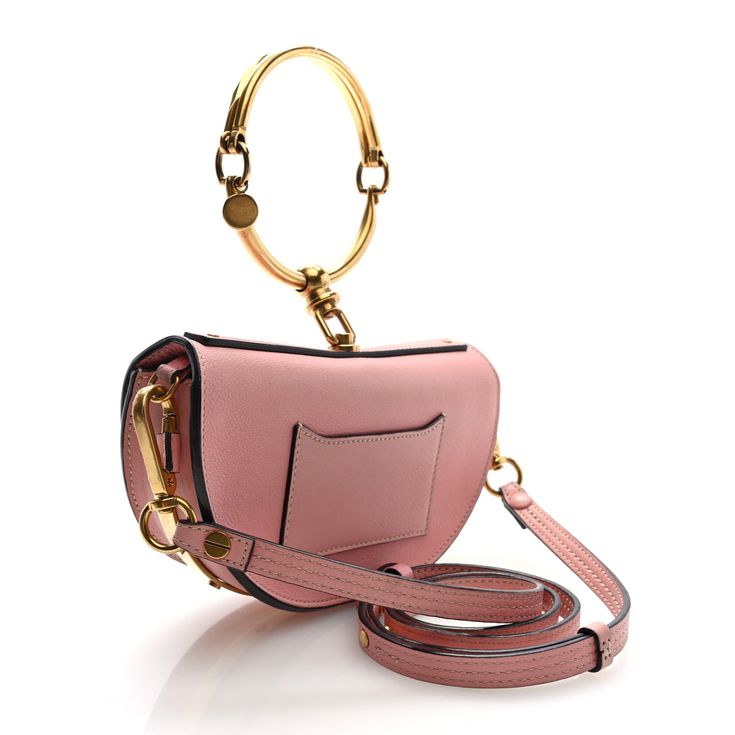 Calfskin Small Nile Bracelet Minaudiere Bag Washed Pink