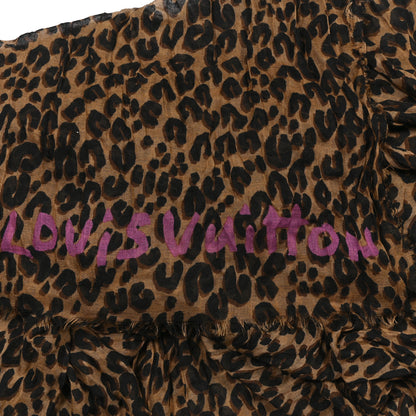 Louis Vuitton Cashmere Silk Leopard Etole Stole Marron 4 of 4