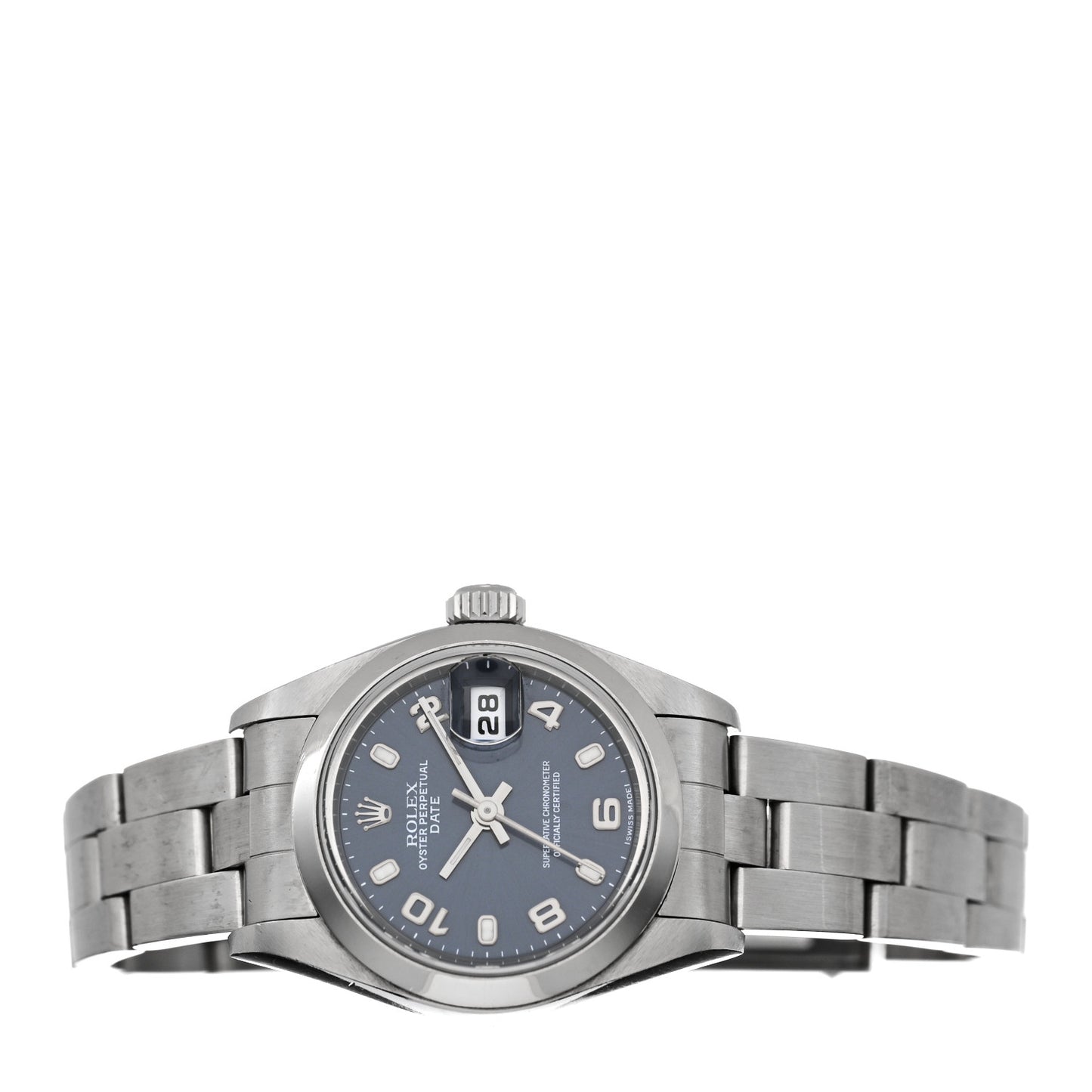 Stainless Steel 26mm Oyster Perpetual Date Watch Blue 79160