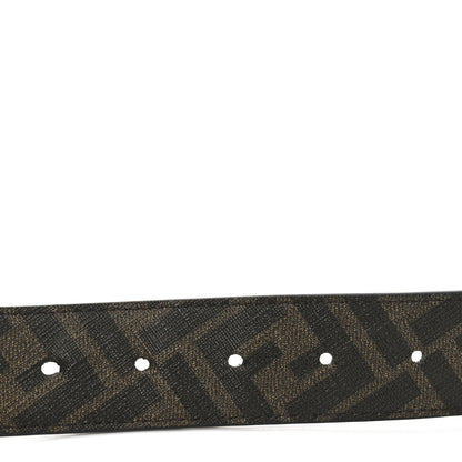 Fendi Cuoio Romano Glazed Fabric Enamel FF 1974 Reversible Belt 100 40 Black 3 of 6