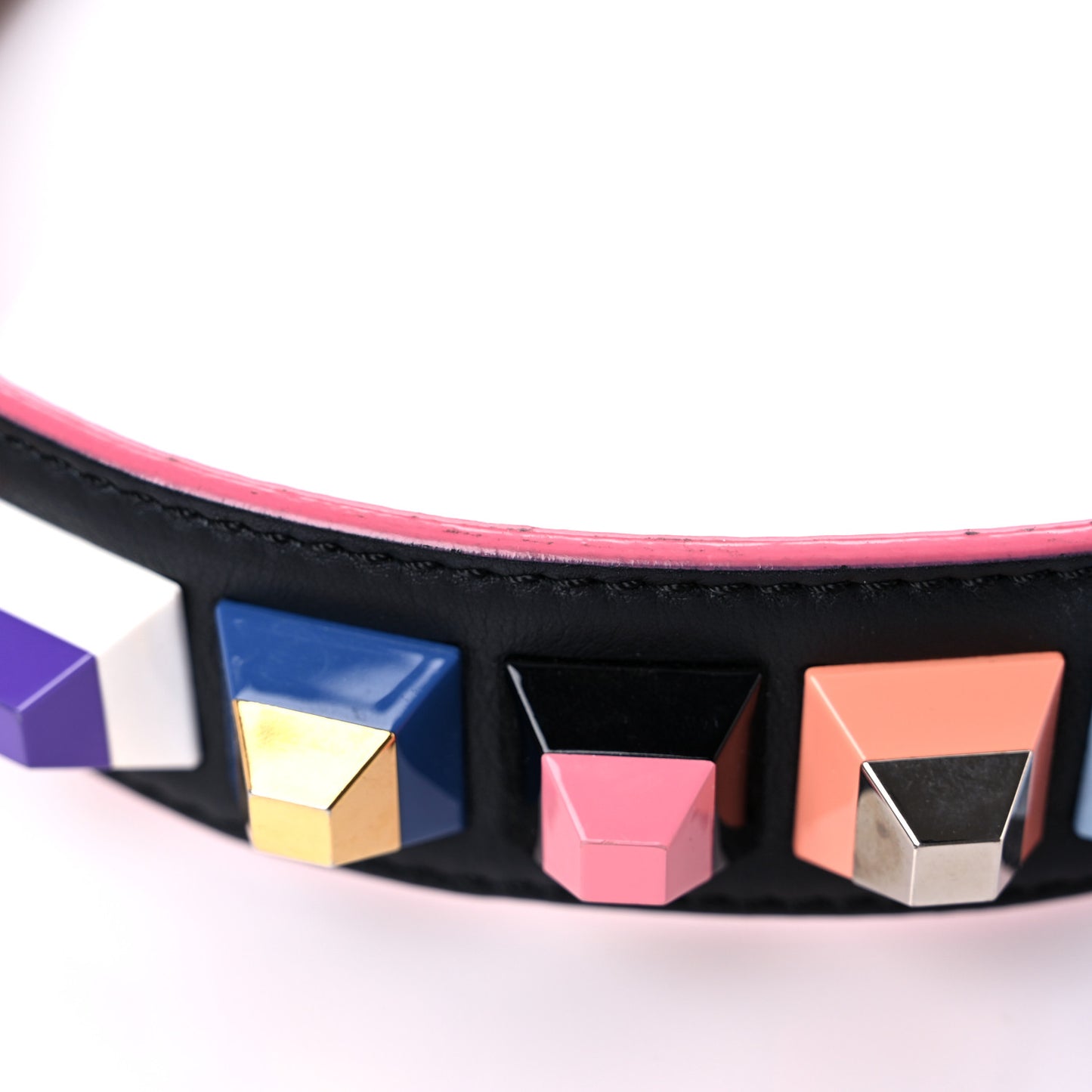 Vitello Dolce Plexiglass Bi-Color Studded Strap You Black Brownie Multicolor