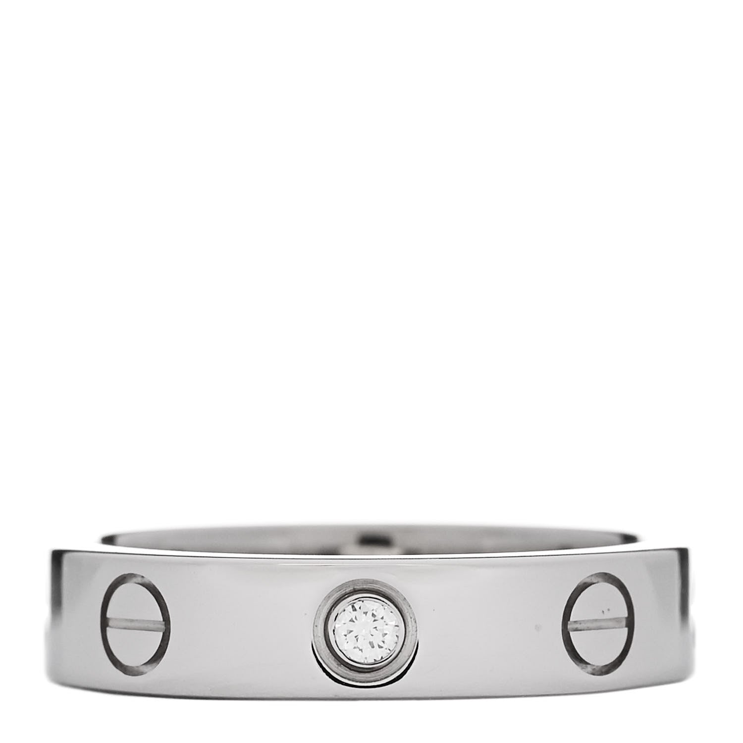 Cartier 18K White Gold Diamond 4mm LOVE Wedding Band Ring 49 4.75 1 of 4