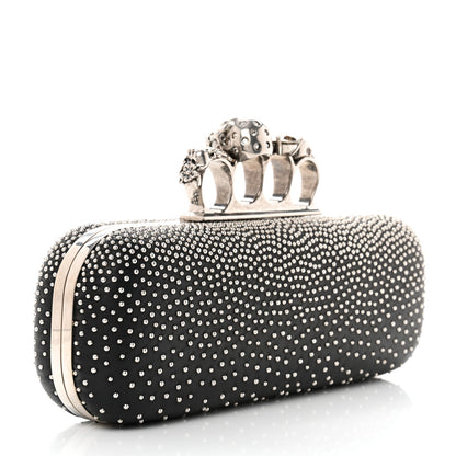Alexander McQueen Nappa Studded Skull Knuckle Box Clutch Black 2 of 9