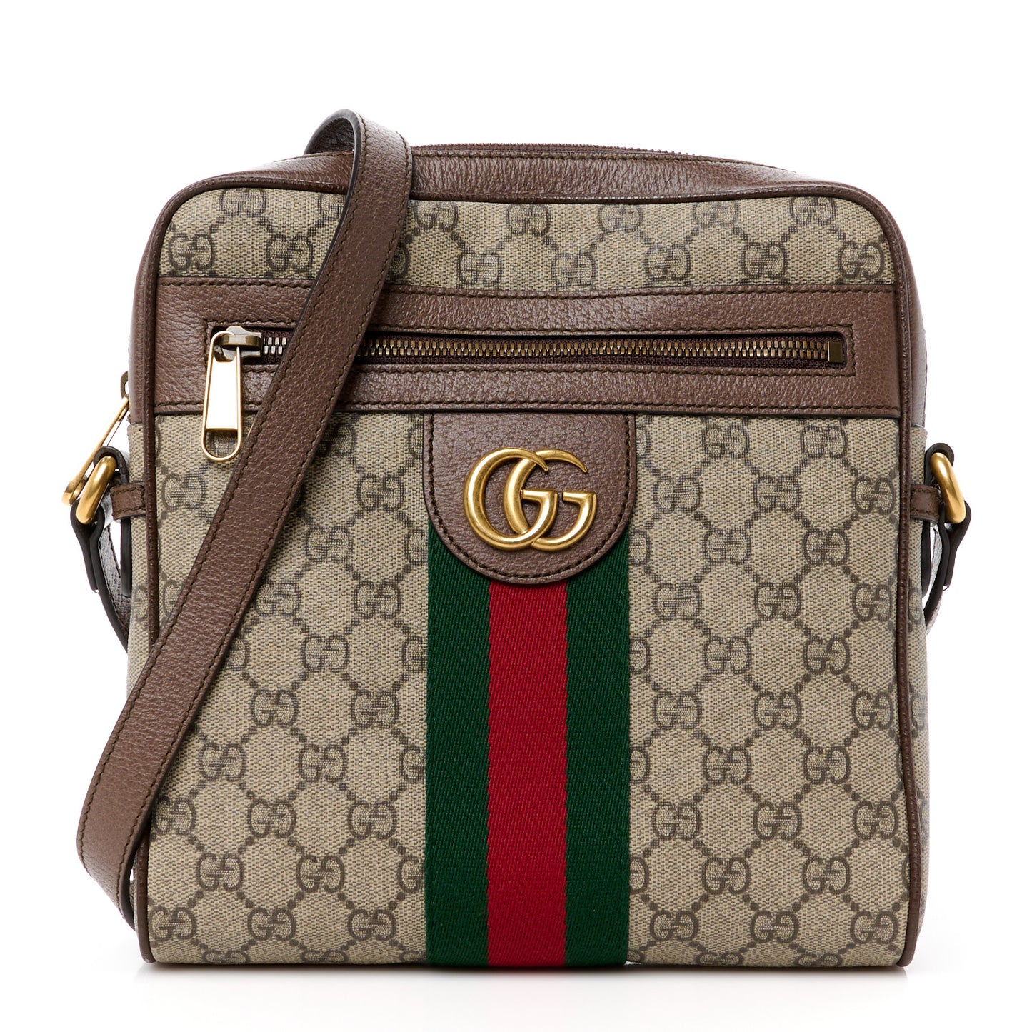 GG Supreme Monogram Web Small Ophidia Messenger Bag Brown